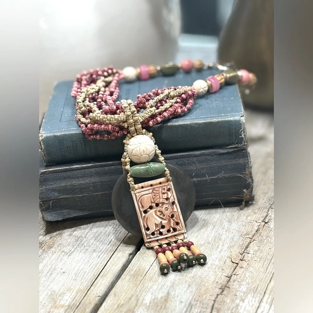 Chico’s Beaded Chunky Statement Necklace. Women’s 16” Glamorotti | Boho EUC